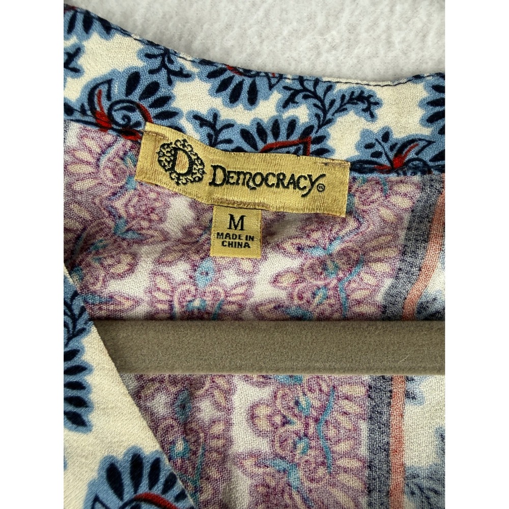Democracy Women's  Paisley Lace Up V-Neck Peplum Blouse Top Size M B0224RSM‎ - Picture 4 of 8